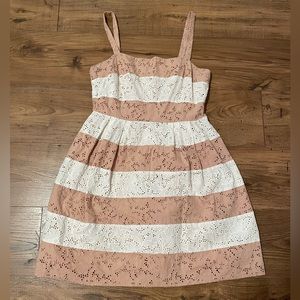Loft pink and white striped eyelet dress size 6